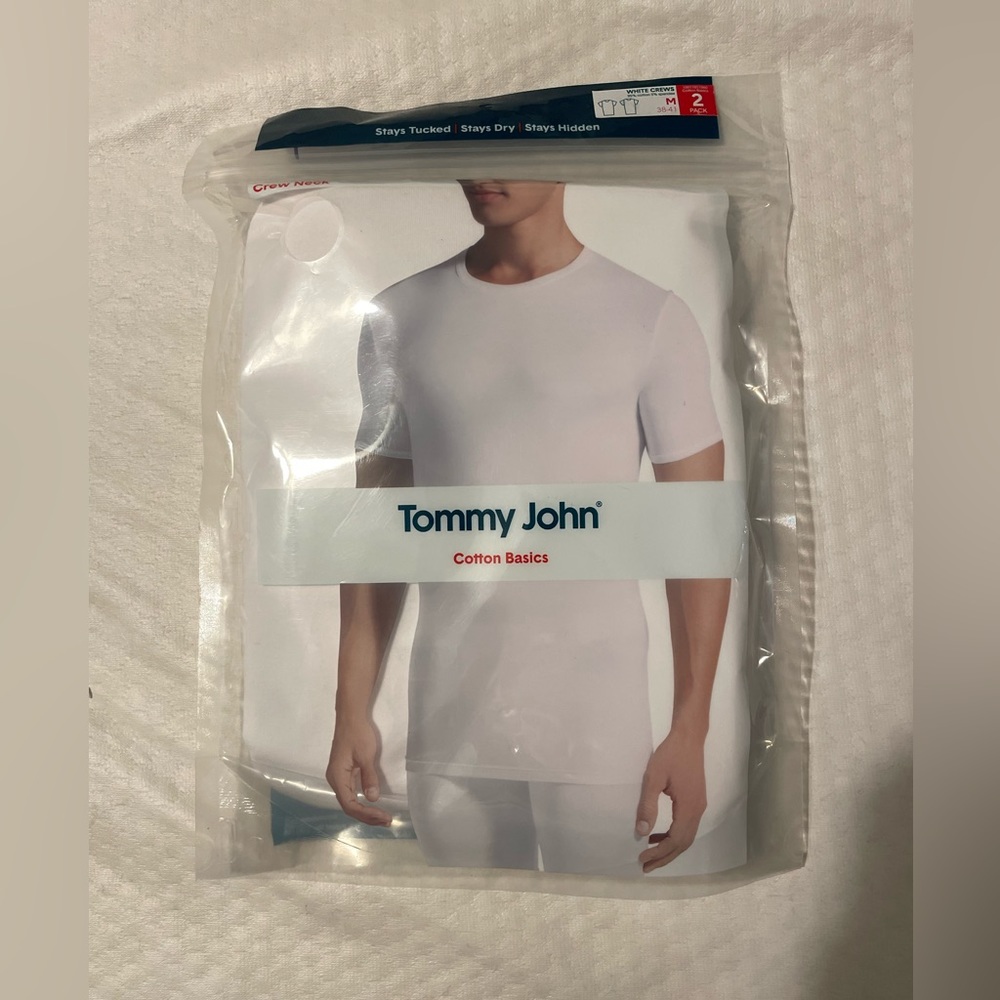Tommy John 2 pack cotton basics undershirt size M white crew